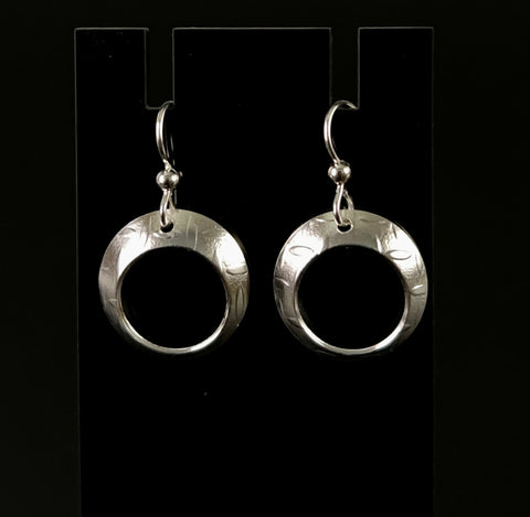 Small Stamped Fabricated not Cast Sterling Silver Earrings by Tim Blueflint - Chippewa/Comanche