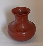 Plain Red Jar with Pie Crust Rim 8”H x 6”Diameter by Tina Garcia (1957-2005) - Ohkay Owinge (San Juan) Santa Clara Pueblo