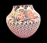 Polychrome Parrot (Pristine Condition) Jar 7.5”High x 9.5”Diameter by Brenda Leon Cerno - Acoma Pueblo