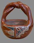 Twisted Handle Polychrome Basket 4”High x 4.5”Diameter - Dolarita Tafoya Padilla (1897-1960) - Santa Clara Pueblo