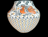 Polychrome Parrot (Pristine Condition) Jar 7.5”High x 9.5”Diameter by Brenda Leon Cerno - Acoma Pueblo