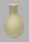 White Carved Vase 7.5”High x 4.75”Diameter Also in includes the Avanyu (Serpent) by Tony Sangre- Isleta Pueblo