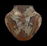 Large Polychrome Roadrunner Jar By Elizabeth Medina 11”High x 12”Diameter - Zia Pueblo