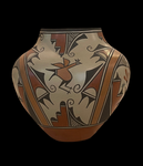 Large Polychrome Roadrunner Jar By Elizabeth Medina 11”High x 12”Diameter - Zia Pueblo