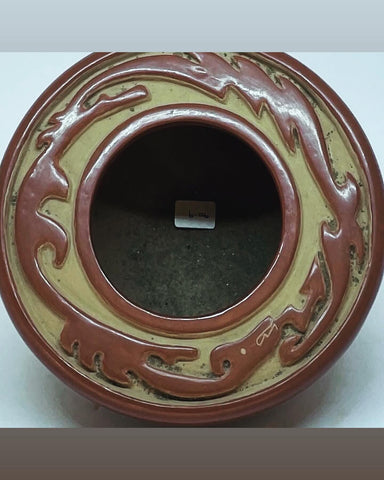Flat Top Serpent pot 4”High x 6.5”Diameter by Mary Ester Archuleta - Santa Clara Pueblo