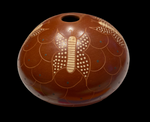 Sgraffito Butterfly Seed Pot by Avelina Corona - Mata Ortiz