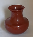 Plain Red Jar with Pie Crust Rim 8”H x 6”Diameter by Tina Garcia (1957-2005) - Ohkay Owinge (San Juan) Santa Clara Pueblo