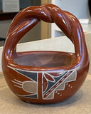 Twisted Handle Polychrome Basket 4”High x 4.5”Diameter - Dolarita Tafoya Padilla (1897-1960) - Santa Clara Pueblo