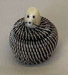 Baleen Basket with Sterling Silver and Seal Head 2”High x 2.75 “Diameter by Don Johnston - Aleut