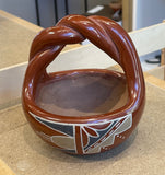 Twisted Handle Polychrome Basket 4”High x 4.5”Diameter - Dolarita Tafoya Padilla (1897-1960) - Santa Clara Pueblo