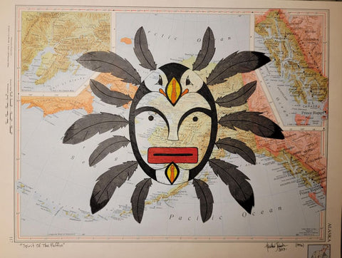 “Spirit of the Puffin” 1956 Map 14”x11” (Map Only) Framed 20”x14”