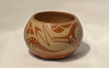 Cream on Red Avanyu with Clouds and Rain 4.5"High x 7"Diameter by Albert and Josephine Vigil - San Ildefonso Pueblo